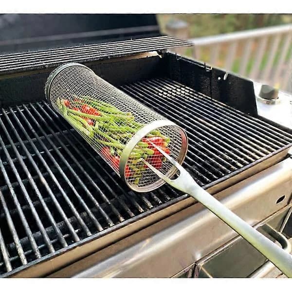 HA~Rullende grillkurv i rustfrit stål 20CM 30CM