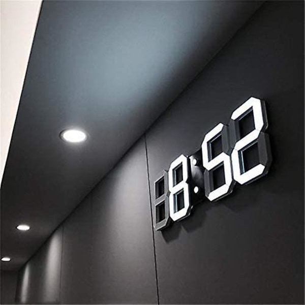 3d led väggklocka, modern digital väckarklocka kompatibel med hem, kök, kontor, nattduksbord, väggklocka, 24 eller 12 timmars display
