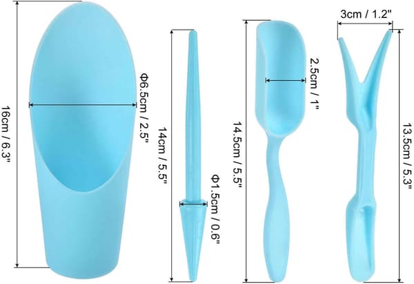 Hage spade håndverktøy for omplanting, dyrking av sukkulenter, graving, skuffer, sett, blå