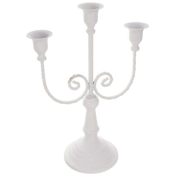 Jern Kunst Lysestake Avtakbar Lysestake Europeisk Stil 3-armet Lysestake Hvit 20x10.5x30cm