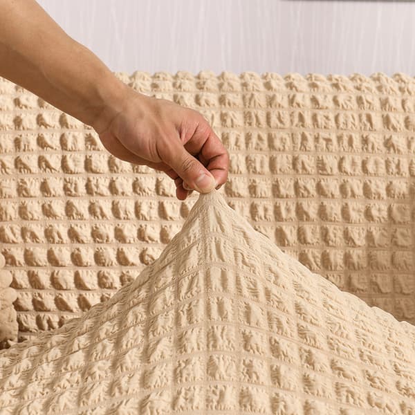 Kjole-stil - ensfarget beige, elastisk 1-delt sett med folder