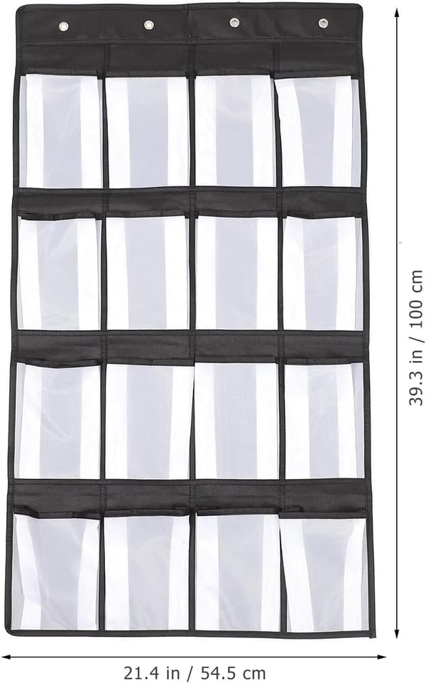Door Hanging Storage Bag with Multiple Compartments in Non-Woven Fabric, Black, Easy to Clean, Efficient Storage