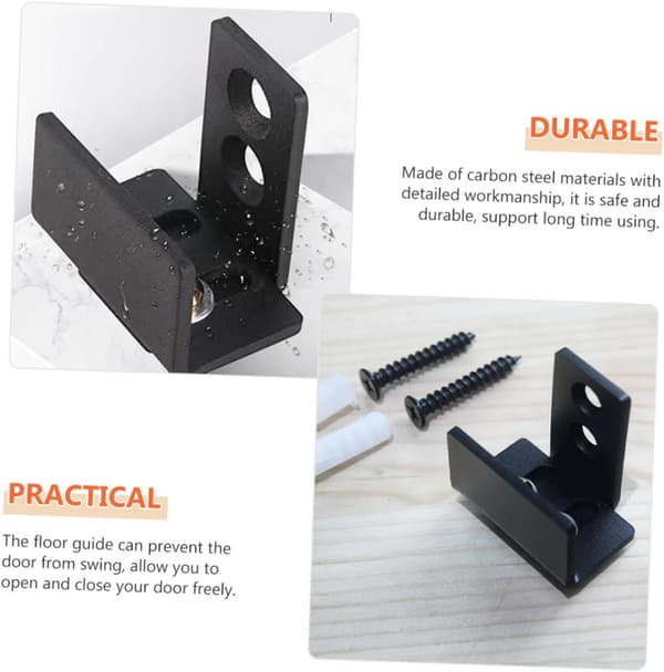 2pcs Barn Door Bottom Floor Guide Wall Mounted Sliding Door Carriage Adjustable Track