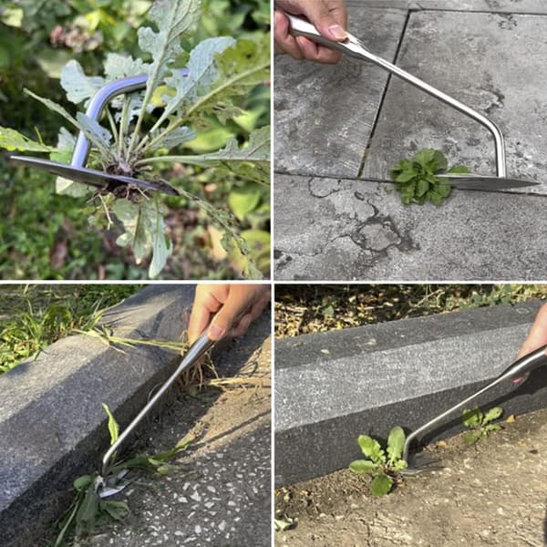 1 stk. håndukrudtsfjerner i rustfrit stål, 34,5 cm, ukrudtsrive, manuel ukrudtsfjerner, haveredskab