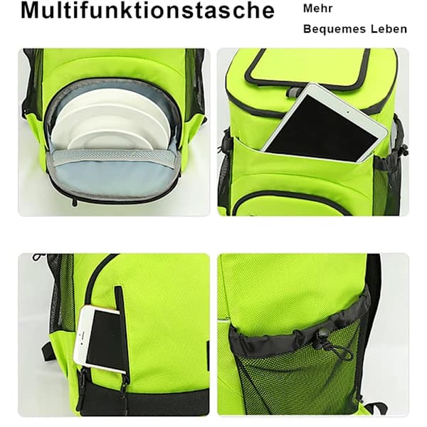 33L Insulated Cooler Backpack Waterproof Polyester Picnic Bag for Camping Hiking Beach 2-4 Persons Black