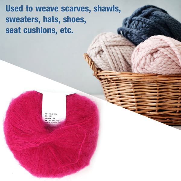Blød Mohair Pashmina Strikket Angora Lang Uldgarn Rosarød