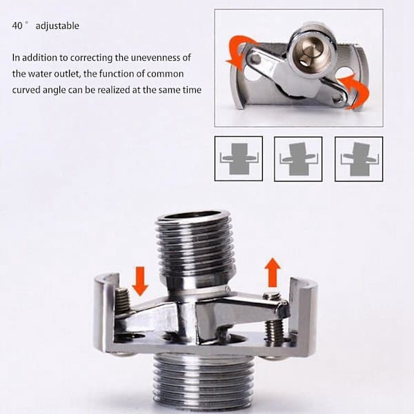 2x Adjustable Water Inlet Pipe, Angle Couplings, Shower Head, Bend Foot, Eccentric Screw, Angle