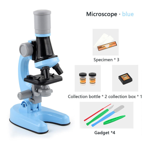 Led Kids Science Leksaker För Studenter Mikroskop Nybörjare Pedagogisk Toy BirthdayBlue Blue
