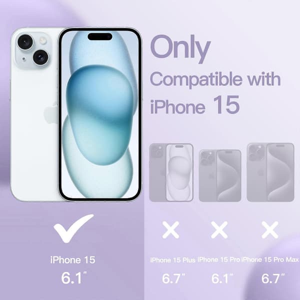 Silicone Case for iPhone 15 6.1 inch, Silky, Soft Full Protective Case, Shockproof Protection, Light Purple