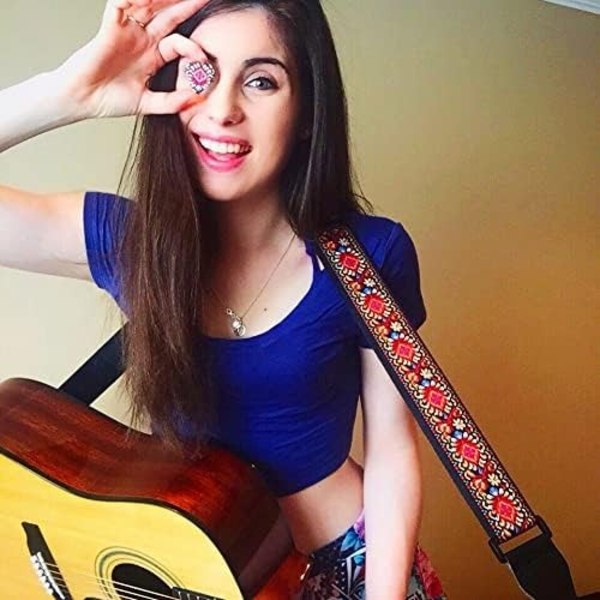 10 st Guitarremmar - Bomullsguitarremmar med äkta läderändar för bas, el- och akustisk gitarr - Presenter för