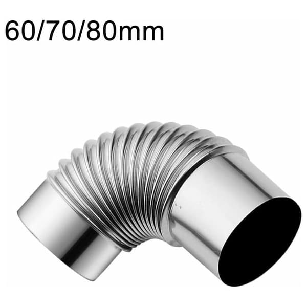60 mm rustfrit stål brændeovnsskorsten, 90° skorstensrørsbøjningsadapter