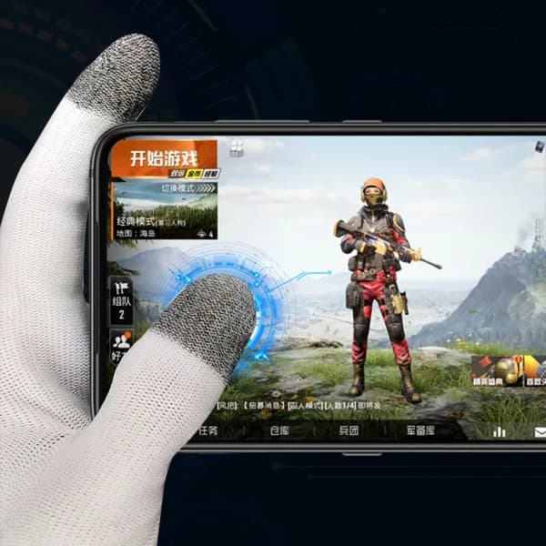 Mobile Gaming Controller Finger Sleeves Seamless Thumb Grip Sweat-Resistant Two-Finger Touchscreen Mobile Gaming Gloves White