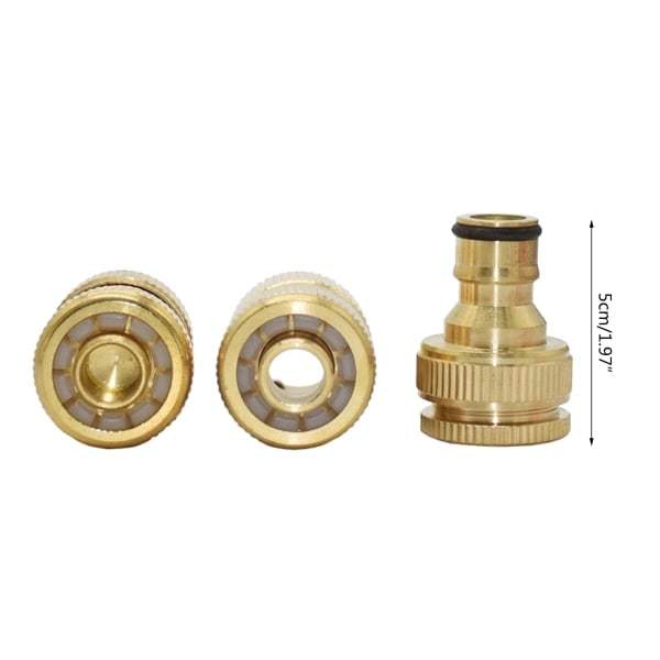 3-delt sæt haveslangeforbindelse 1/2 tomme messing Quick Waterstop-koblinger Holdbar kobberkobling til vandslanger