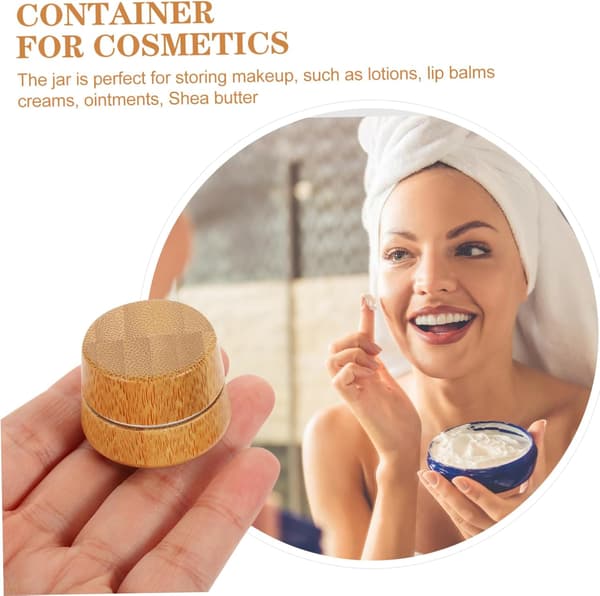 Empty Cream Container Reusable Screw Jar with Bamboo Design Sturdy Durable Aluminum Container