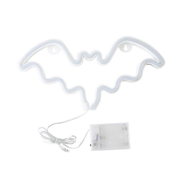 Halloween Fladdermusformad LED Neon Skylt Neonlampa Dekorativ Atmosfär Ljusrosa30X16.5X1.7CM
