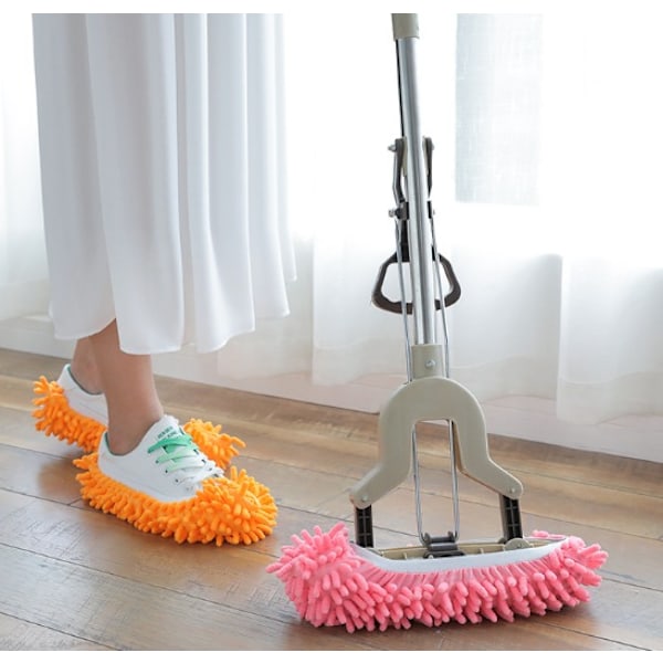 Blå Mop-Tøfler, 2 Par Genanvendelige Sko-Overtræk, Multifunktionelle Mikrofiber-Støv Mop Sko Rengøring Tøfler Mop-Tøffel