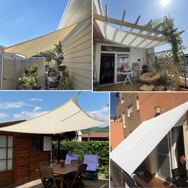 Solsejl, rektangulært anti-UV sand solsejl, baghave gård dæk, terrasse, have udendørs aktiviteter og faciliteter
