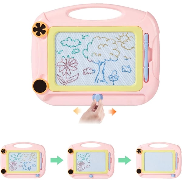 Magnetisk ritbräda för barn Magnettavla ritplatta Pedagogiska barnleksaker för 3-5 år gamla flickor och pojkar (rosa)
