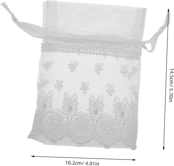 8 elegant lace drawstring jewelry bags, embroidered mesh storage bags