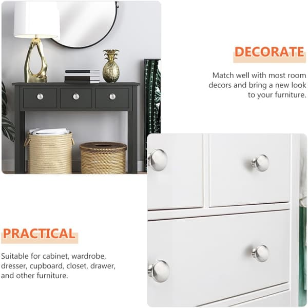 Cabinet Knobs Kitchen Cabinet Handles Stainless Steel Round 30 Pcs with Comfortable Silver Finish Suitable