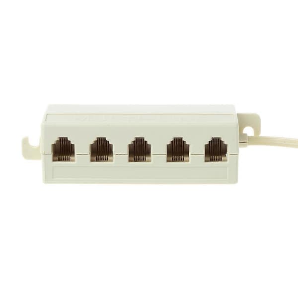 RJ11 Telefon Splitter 6P4C Han til 5-vejs 6P4C Hun Stik Modulær Splitter Adapter Hvid