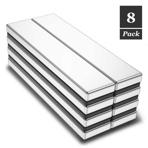 8 Pack Strong Rare Earth Magnets, Neodymium Bar Magnets Heavy Duty for Cabinets Refrigerator Tool Storage Science Industrial