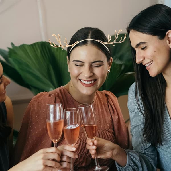 Gullfarget Rhinestone Reinsdyrgevir Pannebånd 3 stk til julefest