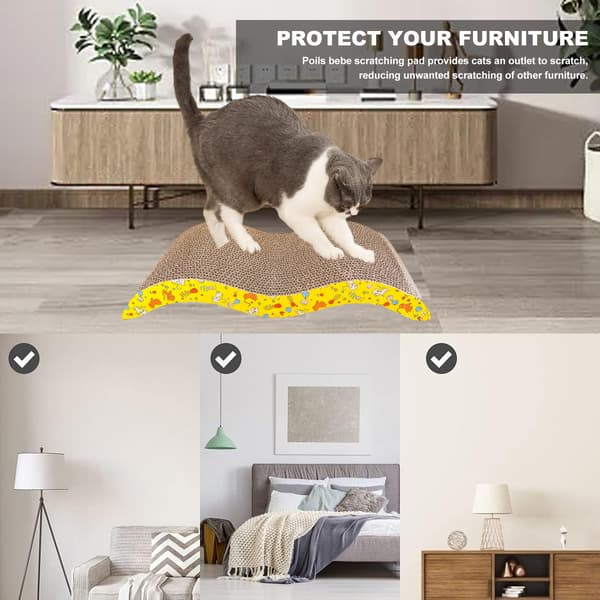 Kattekløsbræt, Vendbar Kattekløser i Karton Stor Bred Moderne Sofaseng med Katteurt (4-pak)