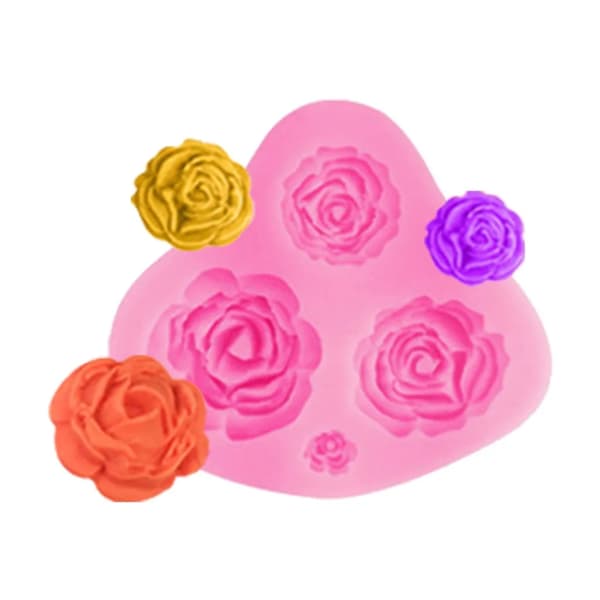 6-delt sæt af 3D bageforme rose blomst DIY silikoneform motiv bageforme chokolade fondant kage