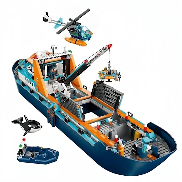 Syvänmerentutkimusalus Merentutkimus 60368 60266 Kaupunkimeren tiedustelualus Rakennuspalikat Lelut Lapsille Lahja Poliisipartiovene Police patrol boat No original box