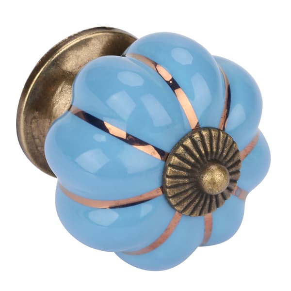 European Style Ceramic Pumpkin Knobs for Cabinet Drawers (Blue)