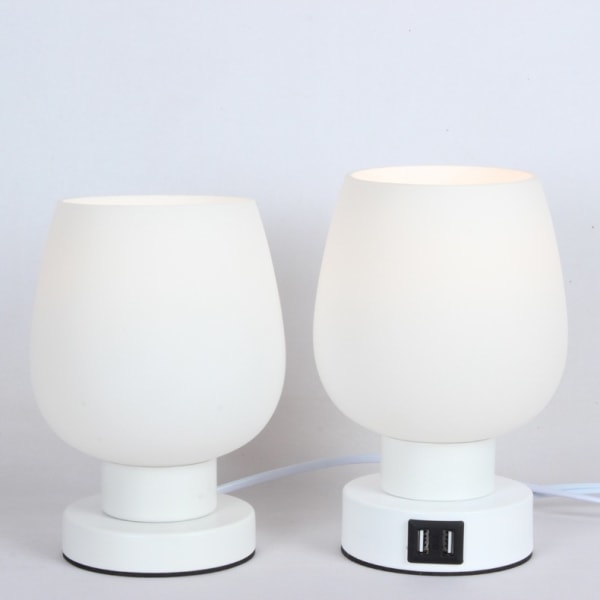 Touch Sängbordslampa - Modern liten lampa för Sovrum Vardagsrum Nattduksbord, Skrivbordslampa med vit opalglas lampskärm, Enkel Design Mother's