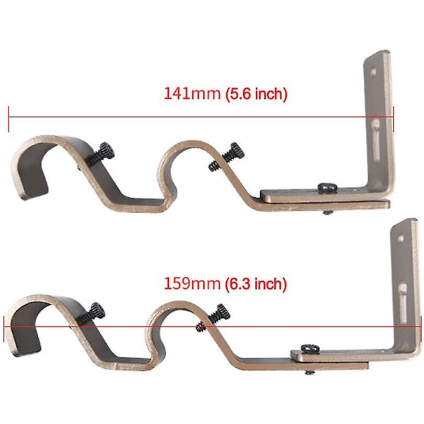 3-pak Gardinstangsbraketter Justerbare Gardinstangsbase for 3/4 og 5/8 Gardinstang Sølv (grå)