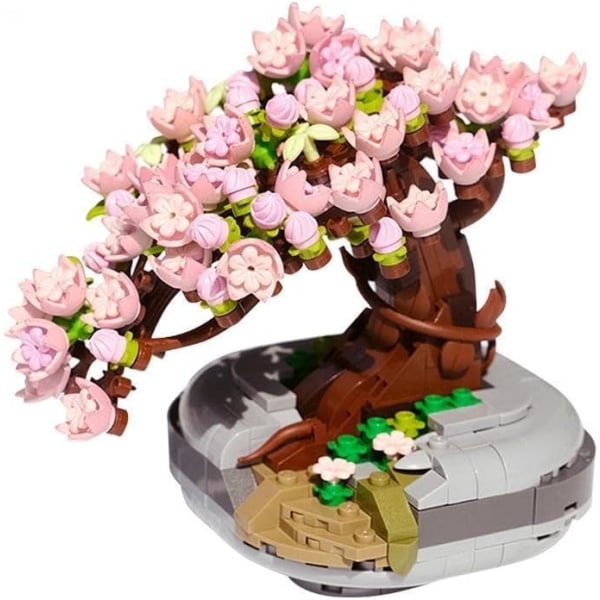 Mini Bricks Sakura Bonsai Model Kirsebærblomster Potteplante Træ Byggeklodssæt 426 STK, Mini Partikel Simulering Flower Botanical Collection