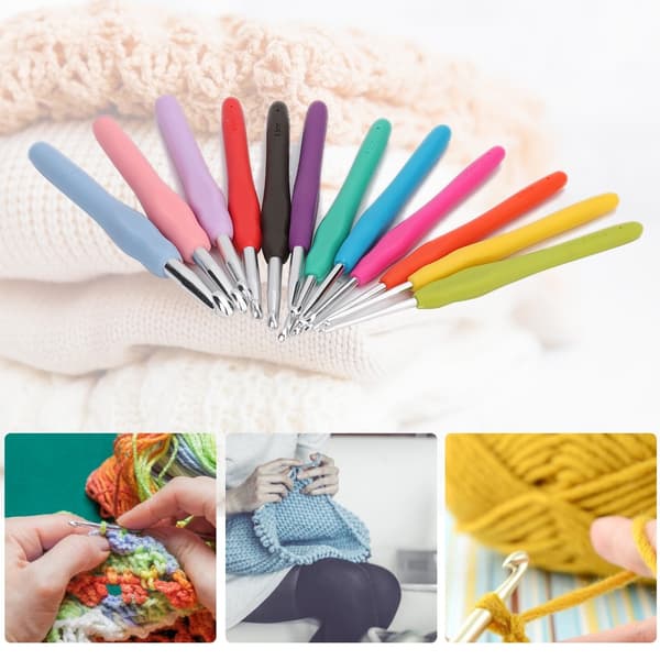 2.0-8.0mm Soft TPR Handle Crochet Hook Set, Common Knitting Needle Accessories with Case (35 Pcs)