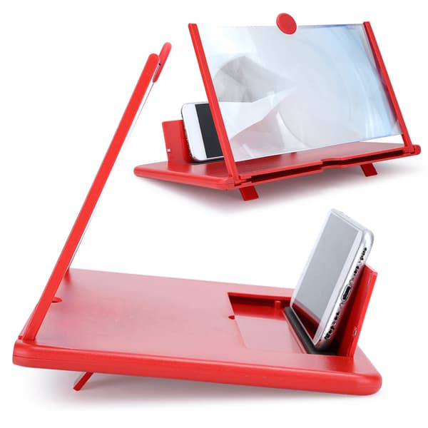 Mobile Phone Screen Magnifier 3D 12 inch High Definition Magnifying Stand Red