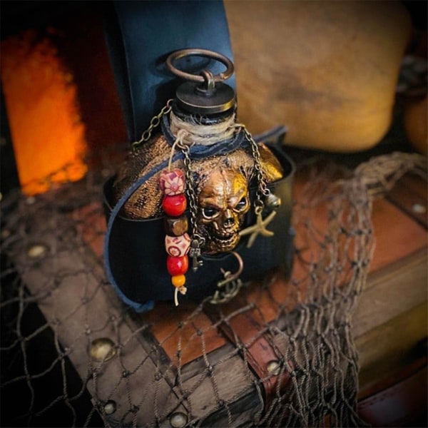 Ainutlaatuinen Flask-koriste Resin Pirate Rum Flask Ornament Skull Bottle Halloween