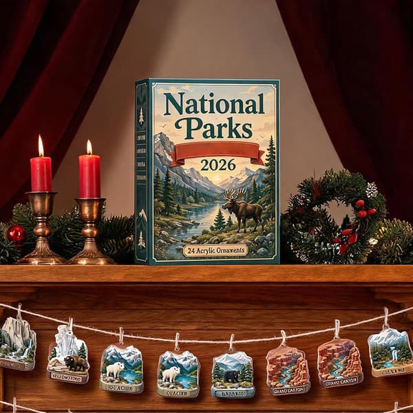 Julekalender med nasjonalparkdyr, akrylprynt, 24-dagers advent