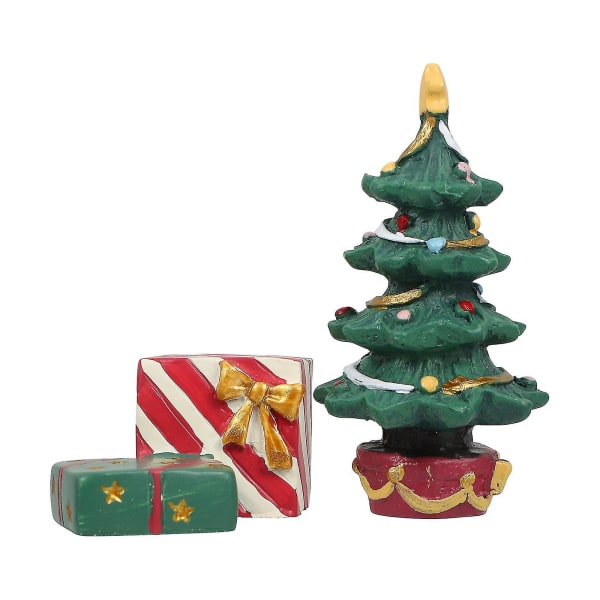1 set mini jul akvarium dekoration harts mikro landskap julgran presentförpackning
