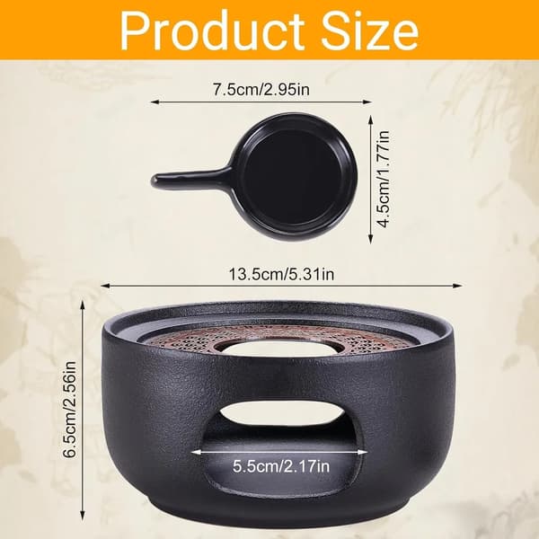 Ceramic Teapot Warmer with Tealight Holder, Porcelain Teapot Warmer, Coffee Warmer, Tea Warmer for Tea - Black (without light)