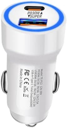 Car Charger, Car Charging Adapter, PD 30W Fast Charging, Dual Port USB + Type-C 60W Output for Smartphones Tablets Dash Cam Game Controller[DB] White White