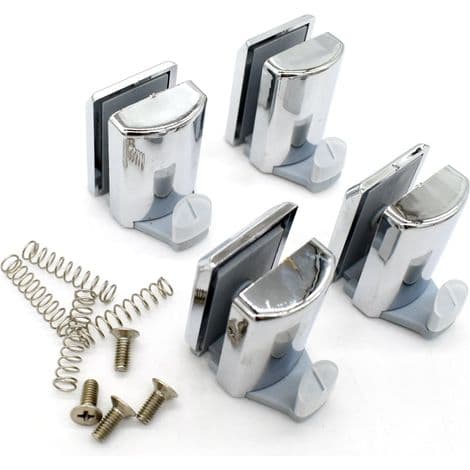 Set med 4 nedre duschdörrkrokar, krom / rullar, YQ-1012