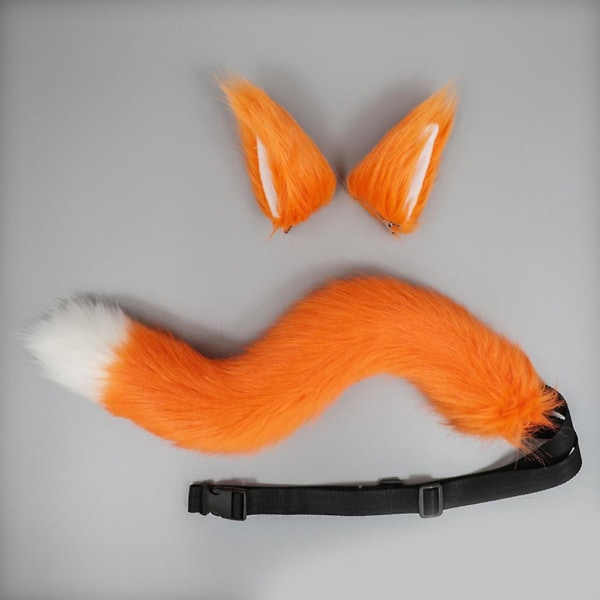 Stuffed Animal Fox Ears Barrette Tail Suit Lolita Cosplay Anime Furry HeadgearB