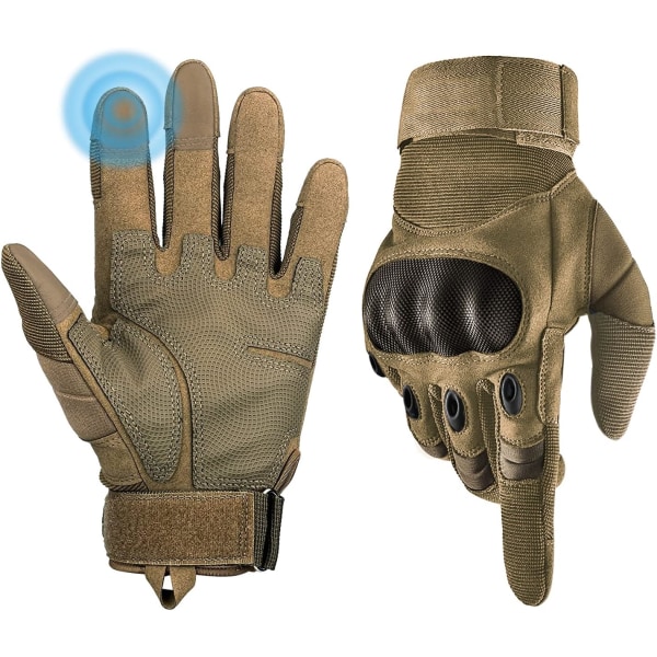 Skydehandsker Taktiske handsker til mænd,Hård skal knobeskyttelse Læder Palm Motorcykelhandsker til ridning Skydning Combat Airsoft Paintball Clim