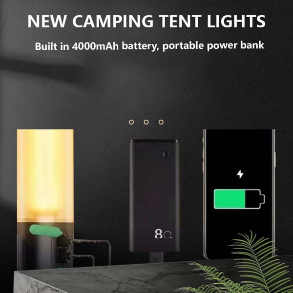 Ny multifunktionell utomhuscampinglampa Bärbar campingplatsbelysning Led String Lights Flashli Black