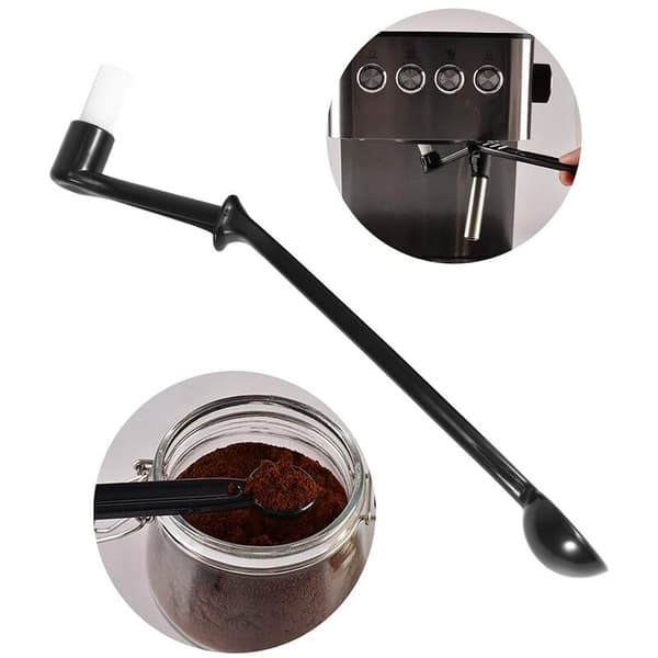 Coffee Machine Cleaning Brush with Spoon Set for Coffee Machine Group Head, 3-pack, Black