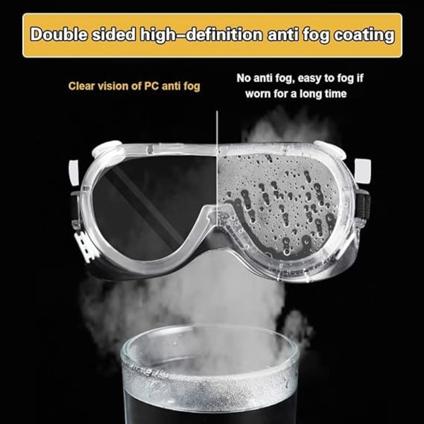2 par sikkerhedsbriller gennemsigtige beskyttelsesbriller med anti-dug linser sidebeskyttelse og UV-beskyttelse til gør-det-selv, Ch