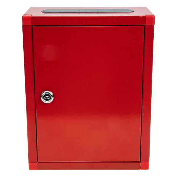 1 set julkisen varainkeruun lipputoimiston kirjelaatikko ruostumattomasta teräksestä valmistettu lahjoituslaatikko avaimilla Punainen27x21cm Red 27x21cm