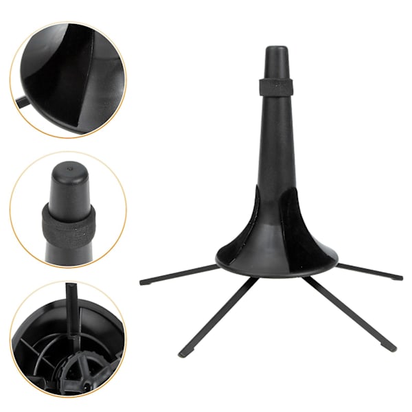 Foldbar Beslag Trompet Holder Metal Trompet Stativ Metal Trompet Display Stativ Klarinet Stativ Musik Stativ Notenblad Sort 23x23cm
