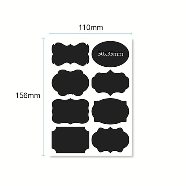 80 Kitchen Decorations with Black Labels + White Pen